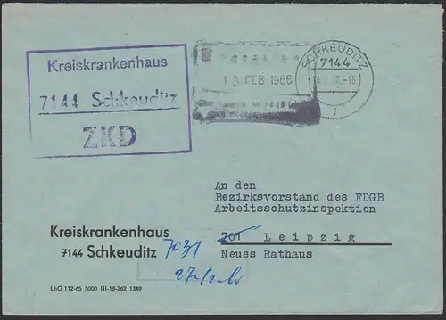 Schkeuditz R3 ZKD-KSt. Kreiskrankenhaus mit Kontrollst. "Richtiges Best.-PA" 16.2.66