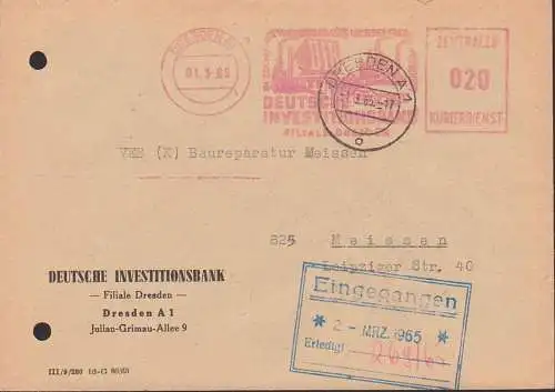 DRESDEN ZKD-AFS Deutsche Investitionsbank DIB Abb. Industrieanlage, Schornsteine, Schlote, Aufbau Schwerindustrie 1.3.65