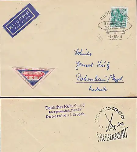 Grüna Sachsen Baumgarten Gedenkflug Vignette Chemnitz Germany East Zeppelin Zigarre