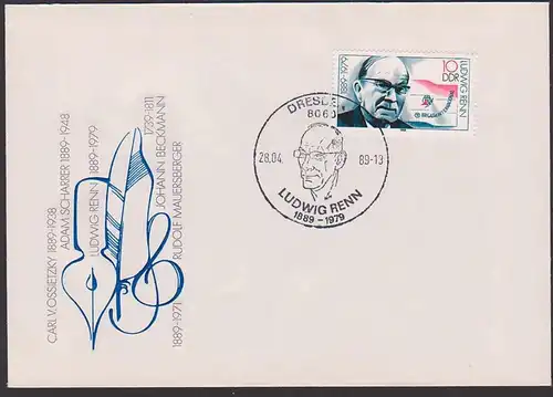 Ludwig Renn Brigata International 11. Brigate Internacional Ortsbrief Dresden 1989 Germany East