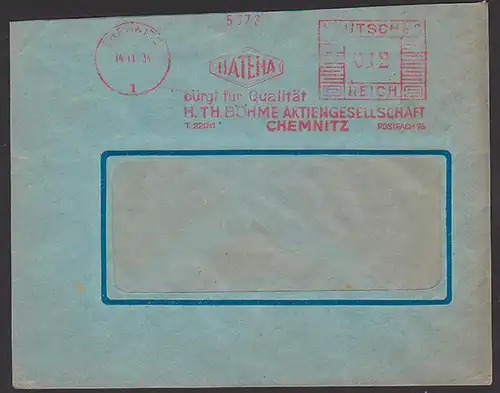 Germany Deutsches Reich AFS Chemnitz HATENA 1934 H. TH. BÖHME Aktiengesellschaft, AFS
