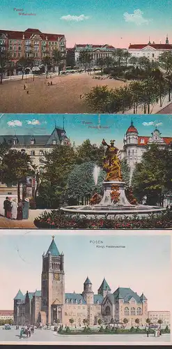 Posen Poznan, Wilhelmplatz, Residenzschloss, Perseus-Brunnen 1916