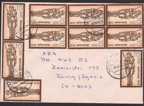 Halberstadt Roland 10 Pf. Brief DDR 3286 (10) nach Zürich Schweiz