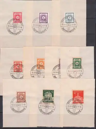 OPD Ost Sachsen Dresden Rathaus SoSt. Seiffen (Erzgeb) Spielzeugdorf 26.3.46, je Briefstück