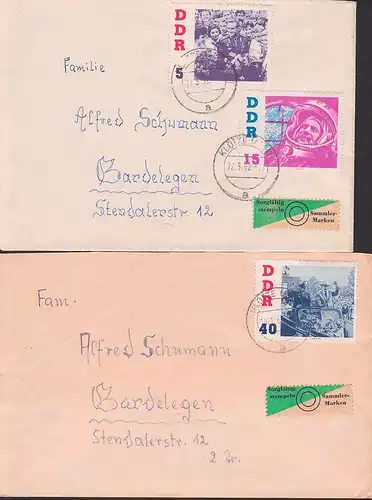 Kosmonaut German Titow, Besiuch in der DDR, 2 portogenaue Briefe dabei DDR Mi. 865