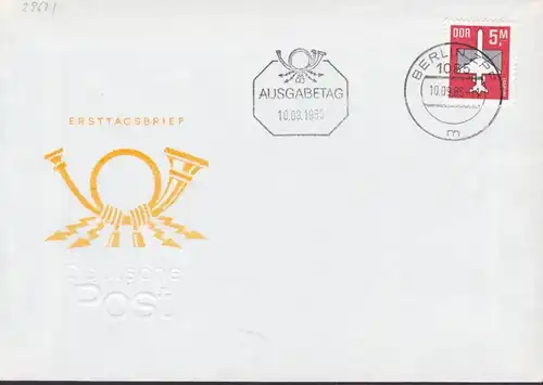 Luftpost 5,- M Flugzeug mit Brief auf neutralem Umschlag DDR FDC 2967