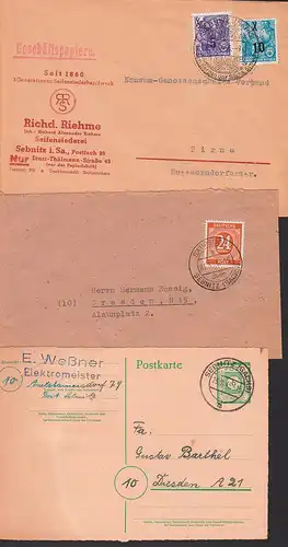 Sebnitz Lot dabi 6 Pfg. GA SBZ P8 lo. repariert,  Saupsdorf, SoSt. Kunstblumenstadt, Binnenkontrollstelle ZKD 16M(2)