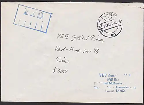 BERLIN-LICHTENBERG 1989 WtB - Waren des täglichen Bedarfs, DDR ZKD 3.5.89
