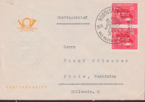 Rudolstadt Fest des Deutschen Volkstanzes OSt. 25.8.58 mit DDR 633(2) Parteitag der SED,