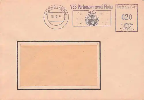 Flöha (Sachsen) Germany  AFS Dienstpost 18.10.54 VEB Perlonzwirnerei