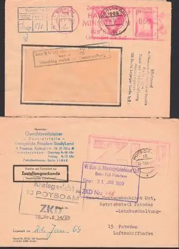 Potsdam, Berlin ZKD-Bfe mit rotem ZU- bzw. VD-St. Gerichtsvollzieher, AFS Zentrale Postabfertigung Haus der Ministerien