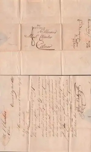 VERVIERS Vorphilatelie Brief mit Inhalt, Belgien Colmar Colmer Elsass Frankreich, 1810