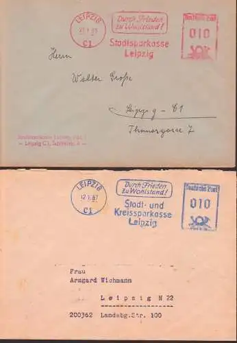 Germany East, Leipzig AFS =010= zwei Ortsbriefer Dienstpost Propaganda 'Durch Frieden zu Wohlstand!' Propaganda, peace