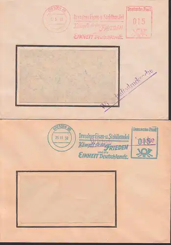 Dresden N6, AFS  mit Propaganda "Kämpft für den Frieden und die Einheit Deutschlands" von 1960 bzw. 1967