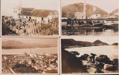 Brasil Santos 4 Photokarten, unused, monte serrat cafe vista praia Brasilien
