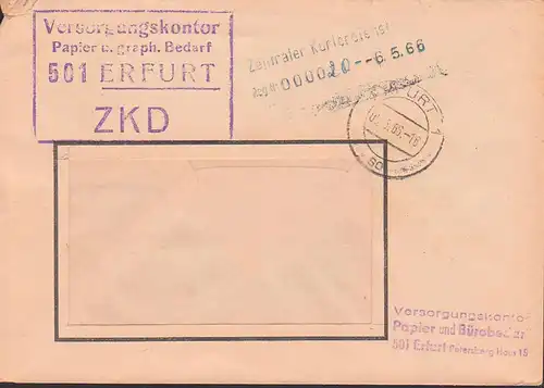 Erfurt R4 ZKD-St. Versorgungskontor Papier u. graph. Bedarf,  5.5.66, Reg.-St. für den Eingang