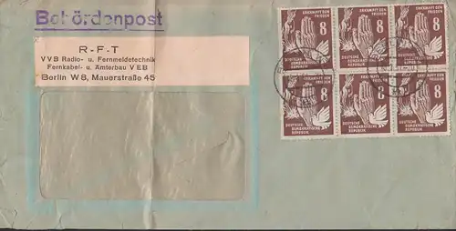 Berlin Behördenpost R-F-T Fernbrief 2. Gewichtsstufe mit 8 Pfg. "Erkämpft den Frieden" DDR 277(6), Bf gefaltet, rare MeF