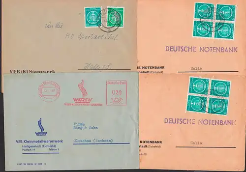 Heiligenstadt (Eichsfeld) 3 Dienstpost-Belege und 1 AFS Kleinwarenwerk 13.11.62