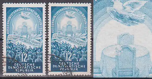 Aussenministerkonferenz Mi. 424 Raster in der Tischdecke und Stuhl defekt - mit Vergleichsstück gest.