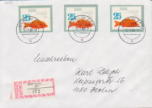 Spielzeug Badefisch 25 Pf.  aus Kleinbogen Berlin ZPF 15.11.88 Kat. 2663(3)