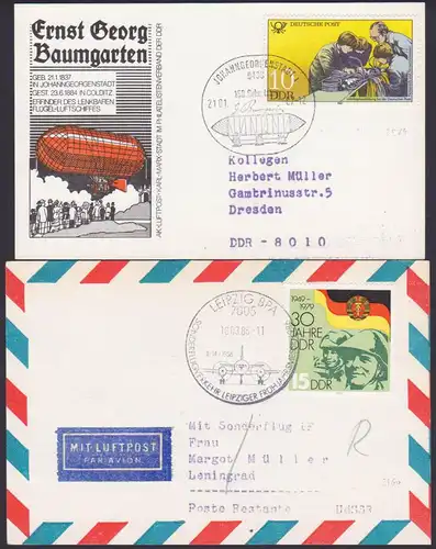 Johanngeorgenstadt Ernst Georg Baumgarten, Leipzig SoSt. Lp-Karte in soz. Ausland mit Mi 2360, 30 Jahre DDR, Soldaten