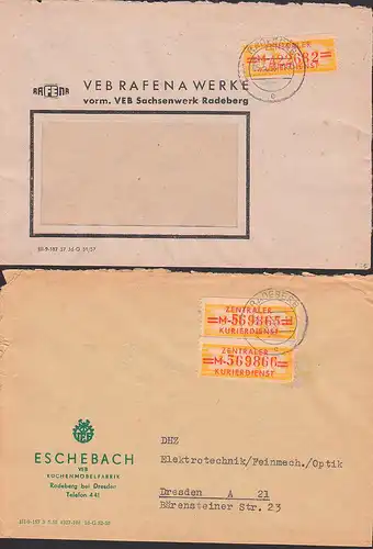 Radeberg 2 ZKD-Fernbriefe mit B17M , bzw. 17M(2), VEB RAFENA Werke, VEB Eschebach Küchenmöbel