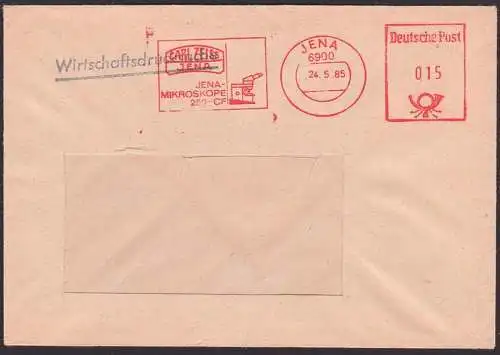 Jena Carl Zeiss Mikroskope 250-CF Brief 1985 AFS =DP 015= Optik Wirtschaftsdrucksache  24.5.85, Allemagne imprimé