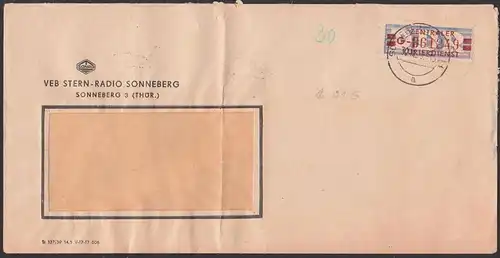Sonneberg SOBRA Brief gefaltet, 30.11.59, Zentraler Kurierdienst  ZKD B21G VEB Sternradio