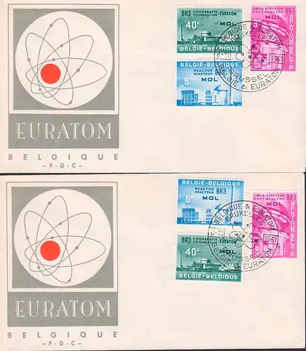 Belgien 1255-1258 (2) FDC EUROTOM Atomenergie Reaktor Nuclear