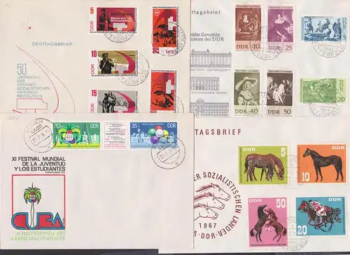 Lot FDC mit OSt. Pouch bzw. Pouch über Bitterfeld, dabei Vollblutmeeting, Havanna Weltfestspiele, vermisste Gemälde