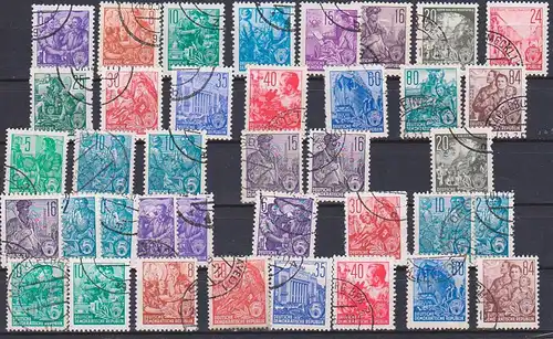 Germany DDR Lot 5-Jahrplan kpl. gestempelt, Bergmann Postlerin Chemie Mähdrescher