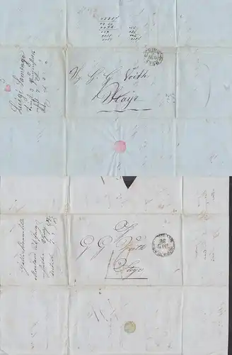 Triest  V. TRIEST zwei Altbriefe nach Steyer von 1843 bzw. 1846