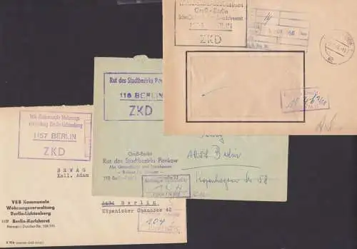 Berlin-Pankow, -Karlshorst drei ZKD-Bfe je mit Kontrollst. "Richtige  Anschrift 1501, 1504 und 1517"