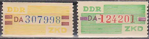 DDR ZKD-Billetstreifen Originale 24, 25 DA (124201, 307998), postfrisch