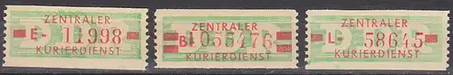 DDR ZKD-Billetstreifen Originale 30I L (58645),  31I B (), 30II E (119998), postfrisch