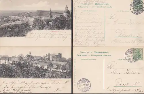 Frauenstein zwei Karten von 1905 bzw. 1907 mit Kirche Schlossruine