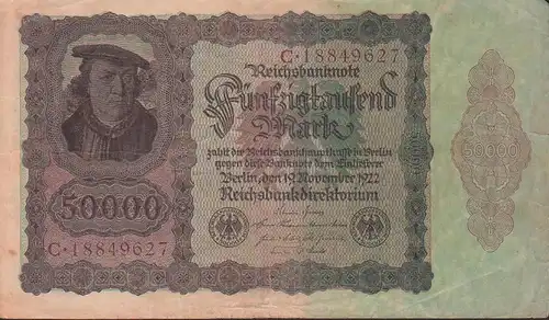 Deutsches Reich, Reichsbanknote 50.000 Mark, Ausgabe 19. November 1922, Serie C