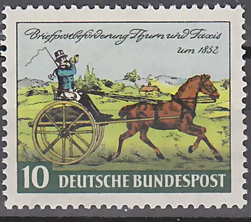 BRD 160 ** 10 Pf 100 Jahre Erstausgabe Thurn und Taxis Felleisen-Post