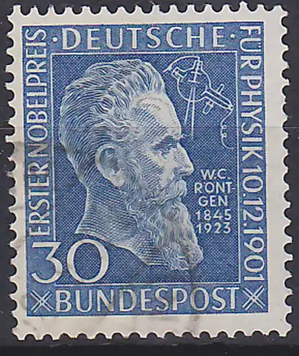 BRD 30 Pf. Wilhelm Röntgen Nobelpreisträger Physiker (MiNr. 150 20,- )