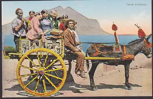Sizilien Carro Siciliano Esel Einspänner Donkey CAK unbeschrieben um 1910