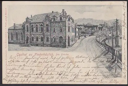 Niederhäslich bei Dresden Gasthof Soldatenkarte 1905 Freital Niederheslich