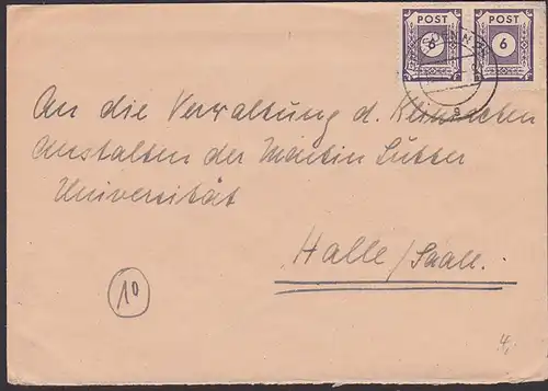 SBZ 6 Pf.(2) Ziffern grauviolett Fernbrief Dresden (Mi.-Nr. 58a)