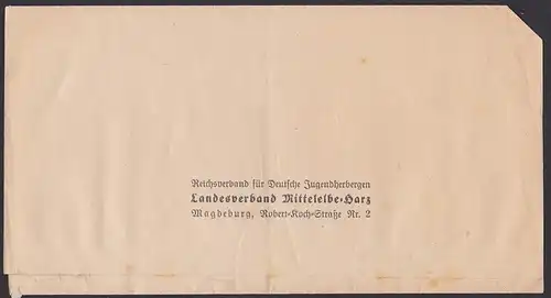 DR Zeitungsdrucksache Magdeburg AFS 1940 "Reichsverband für Deutsche Jugendherbergen" Jugend