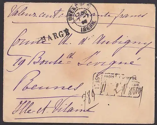 Francaise lettre 1908 Grenoble (Isere) Charge Recomande Siegel mit Wappen Sceller avec armoiries