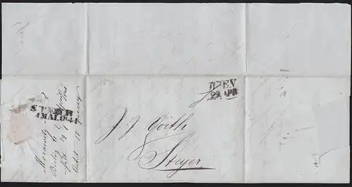 Brief 1841 WIEN nach Steyr Steyer Ober-Österreich Jacob Veits Faltbrief mit Text