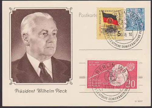 DDR 10 Jahre Deutsche Demokratische Republik auf GA Bildpostkarte Wilhelm Pieck