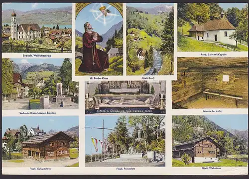 Flüeli (OBW.) Bruder Klausen-Heimat Werbestempel 1961 auf CAK Geburtshaus Bruderklausen-Brunnen