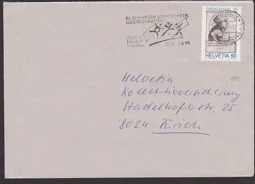 Werbung Sport MWSt. "86. Schweizer Leichtathletik Meisterschaften Stadion Neudorf" Sankt Gallen 1983 Paracelcius