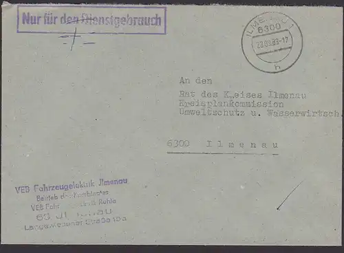 Ilmenau ZKD-Brief  "NfD - Nur für den Dienstgebrauch T" 1983 VEB Fahrzeugelektrik  an Behörde