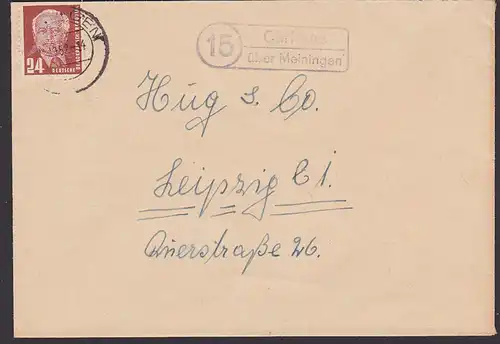 Christes über Meinigen Poststellenstempel 24 Pf Wilhelm Pieck 11.10.52